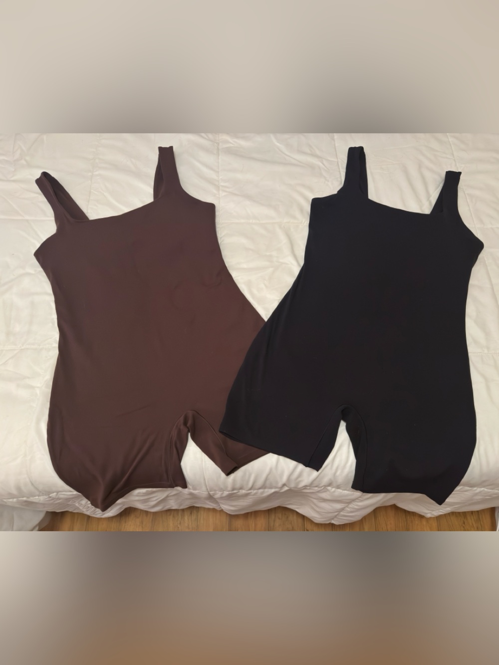2 Maternity Sleeveless Scoop Bodysuits — Black & Dark Brown